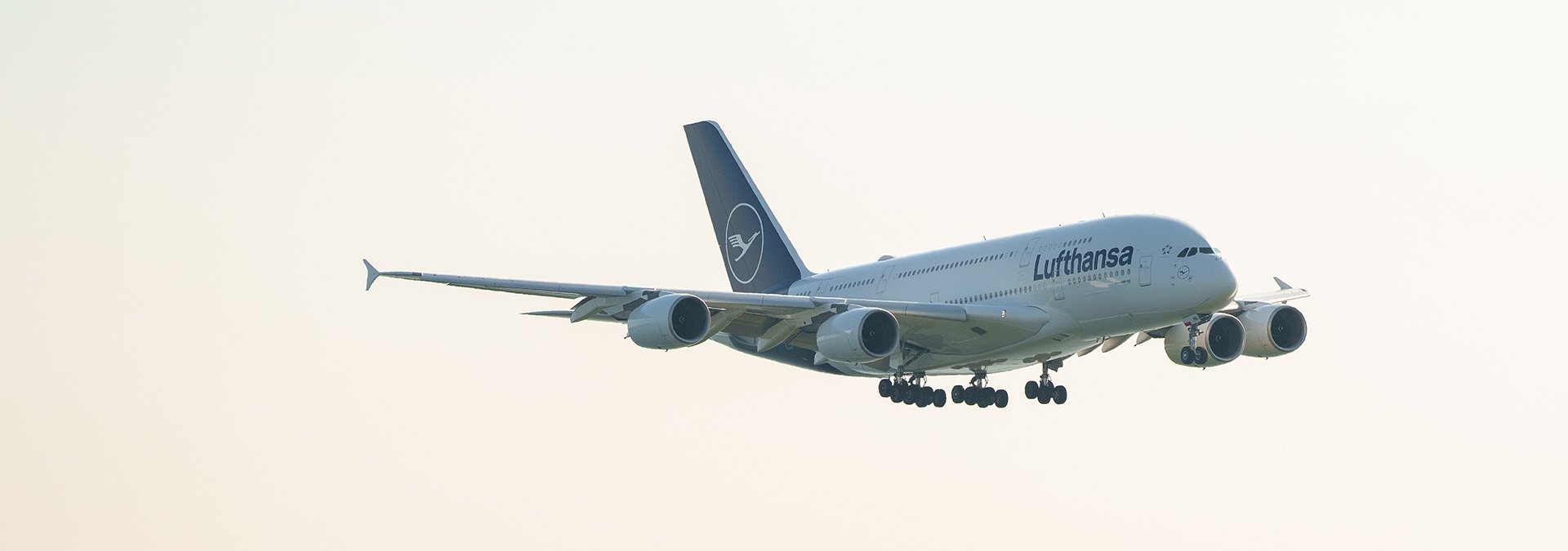 Lufthansa A380 airplane flying