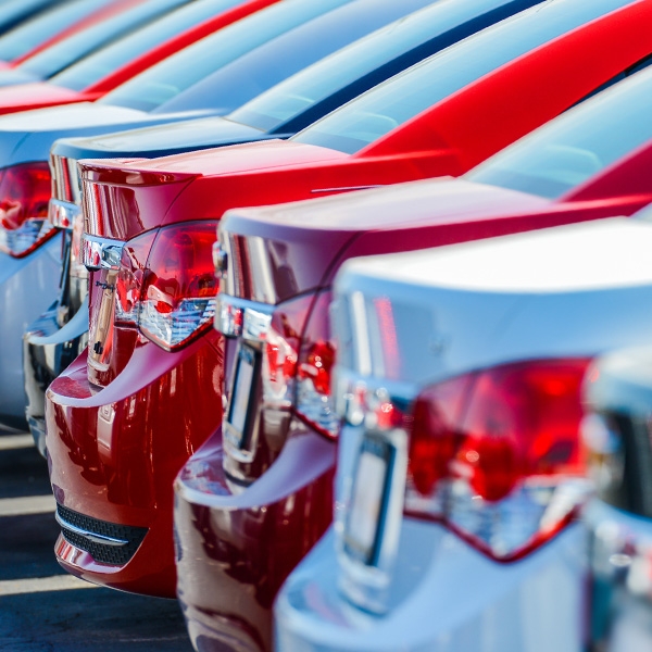 Row of similar cars in a row