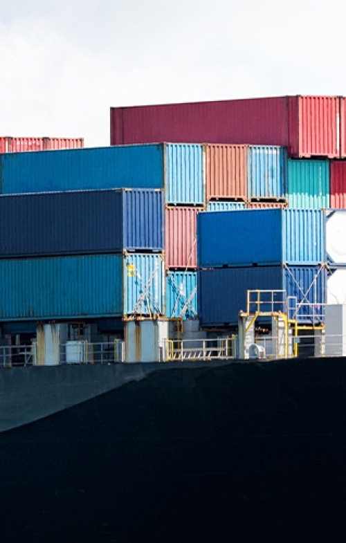 cargo ship at sea