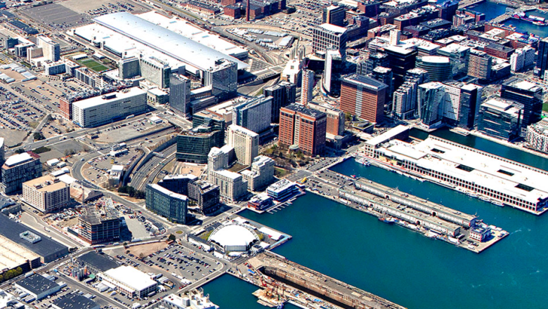 Aerial view of the Boston Seaport