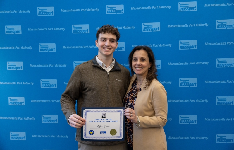 2025 David W. Davis Intern Eljo Hysa and Massport’s Chief Infrastructure Officer, Luciana Burdi