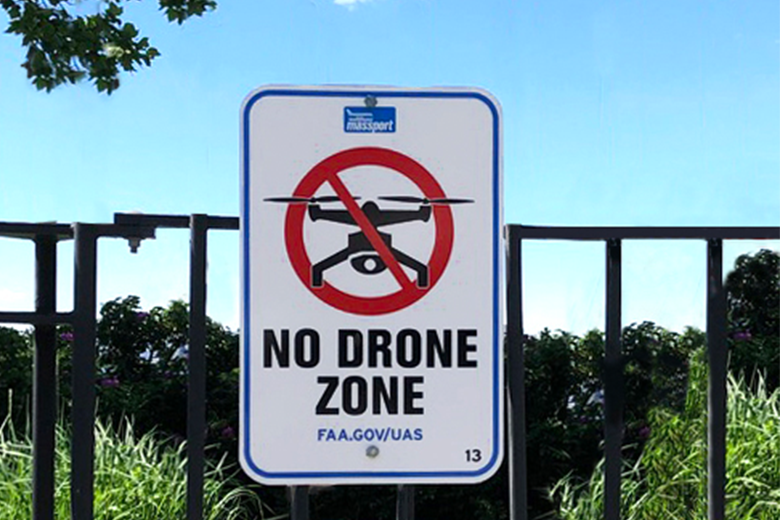 No Drone Zone Sign in Massport Park