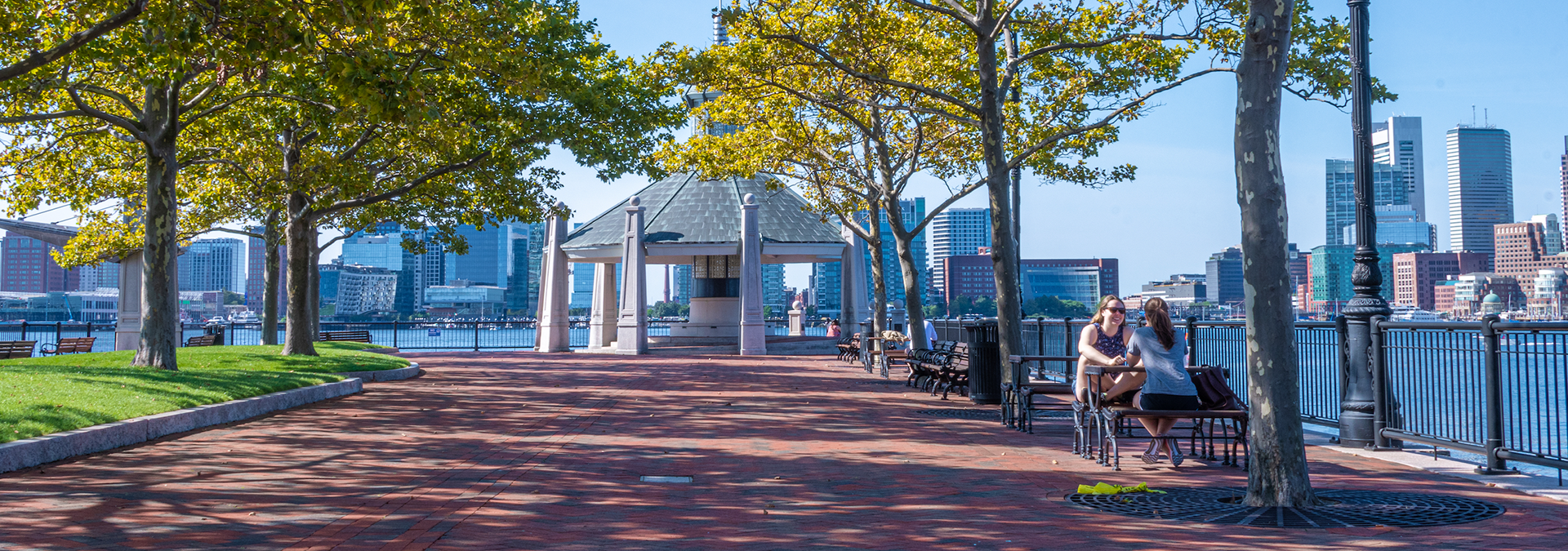Piers Park in the Summer overlooking Boston Harbor