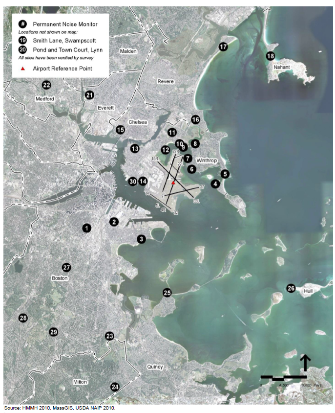 Boston Logan Noise Monitoring Overhead Map