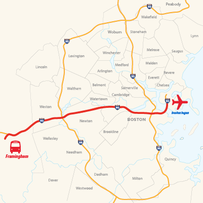 LEX Framingham Route Map