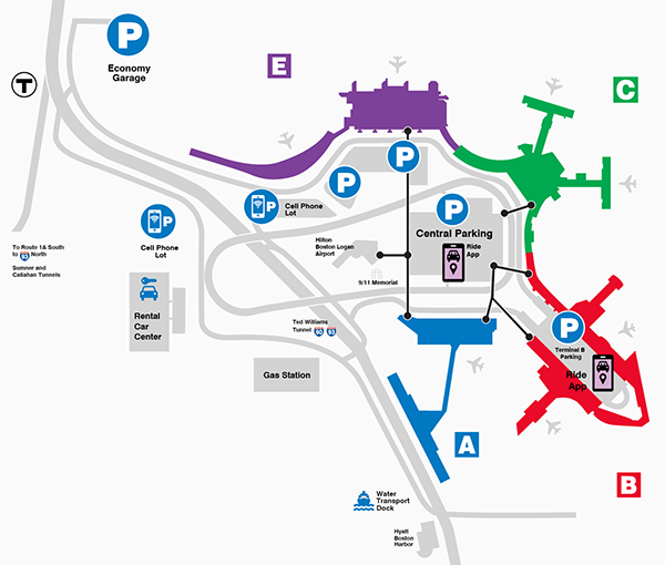 Parking at Boston Logan map