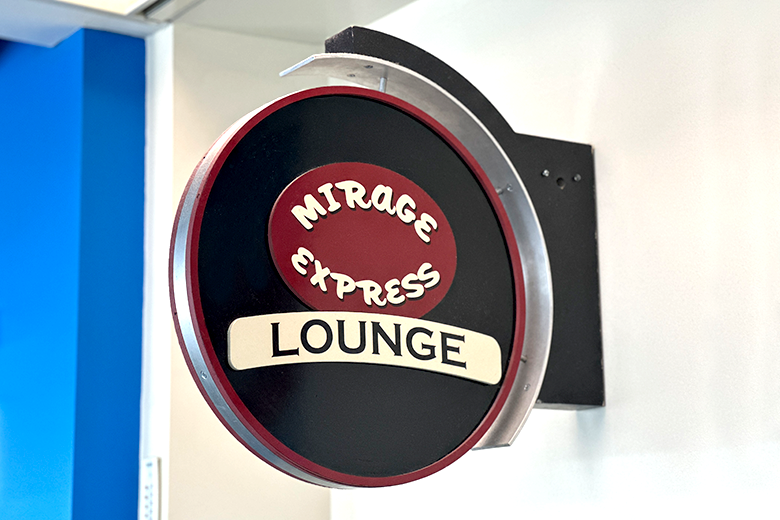 Mirage Lounge sign at Worcester Airport