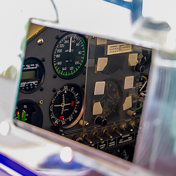 Inside a plane at Hanscom field