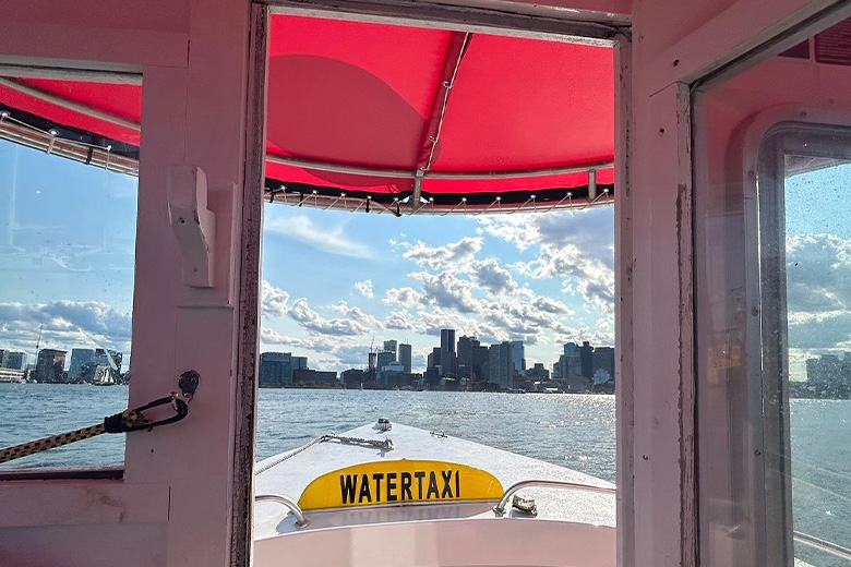View from inside a water taxi boat