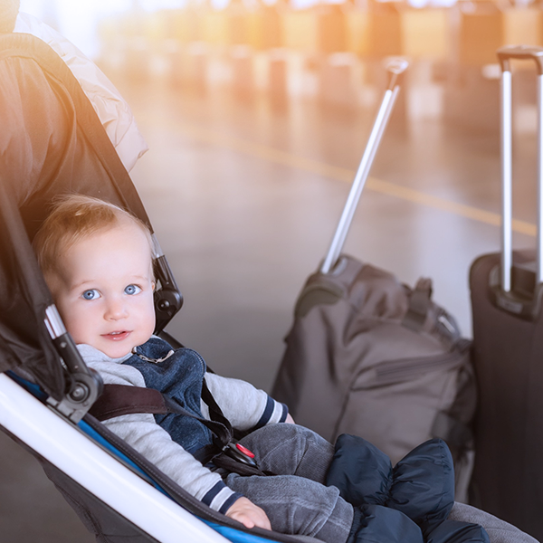 baby in stroller at the airport