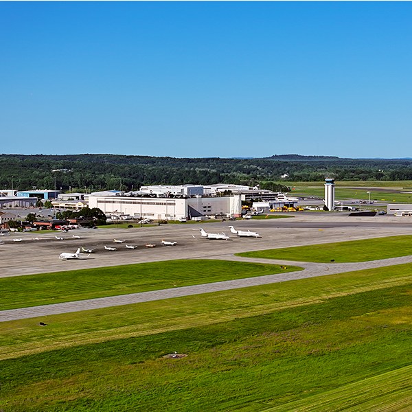 aerial view of Hanscom field