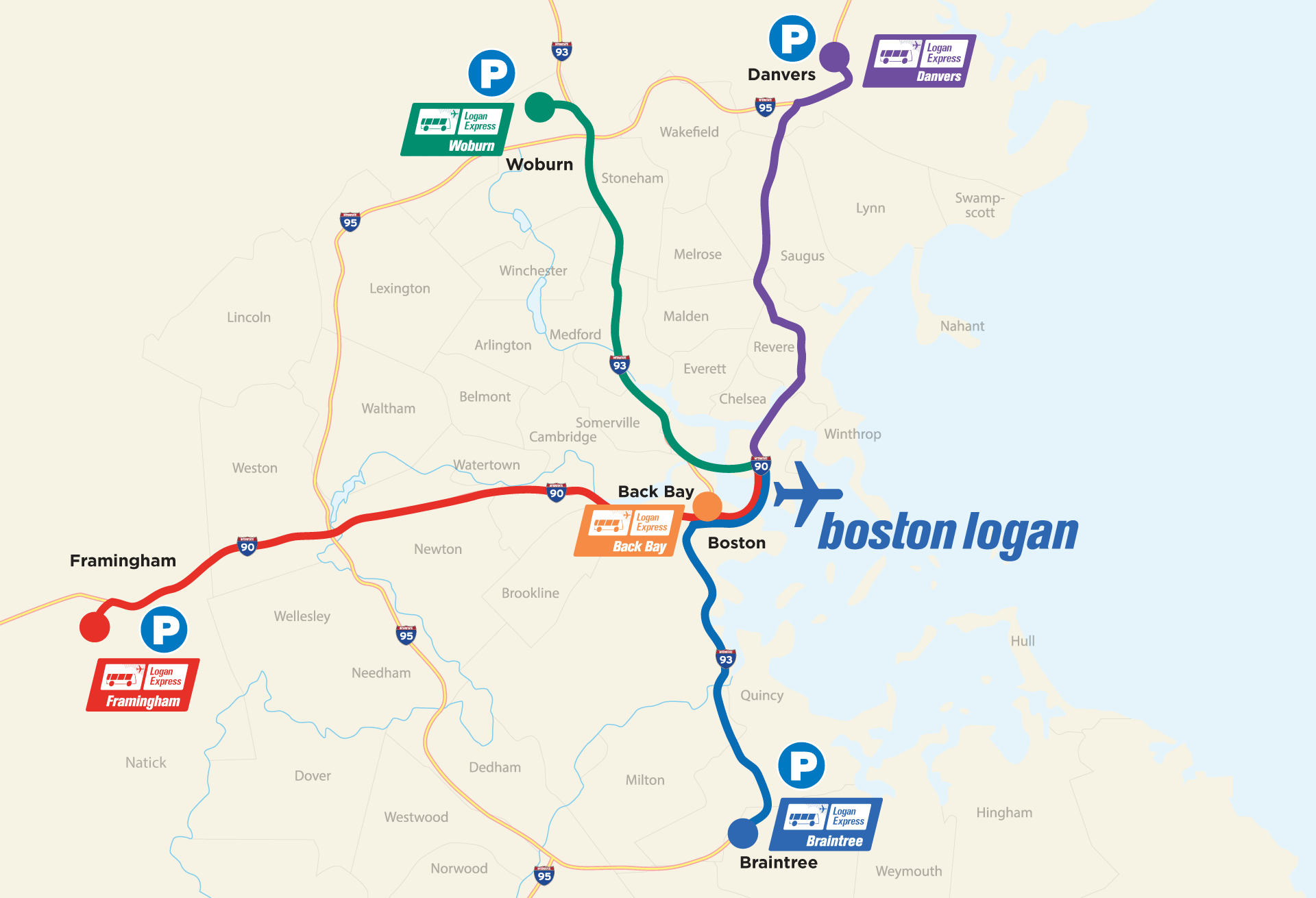 Logan Express Parking Location Map