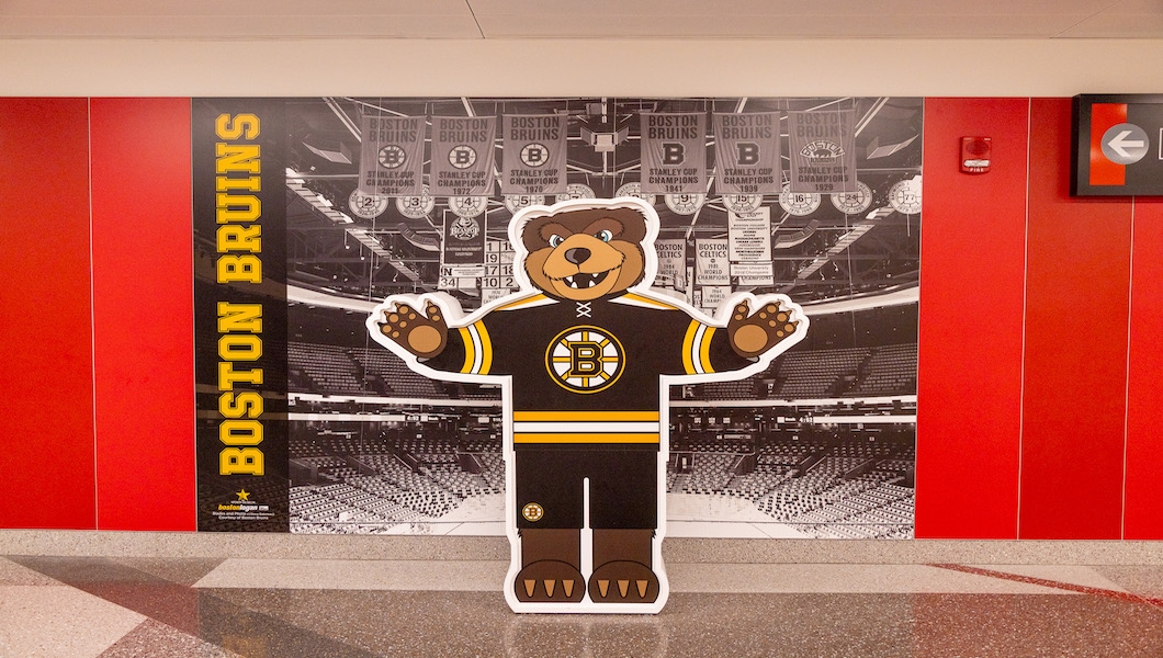 Sports Selfie Station with Bruins Mascot in Terminal B