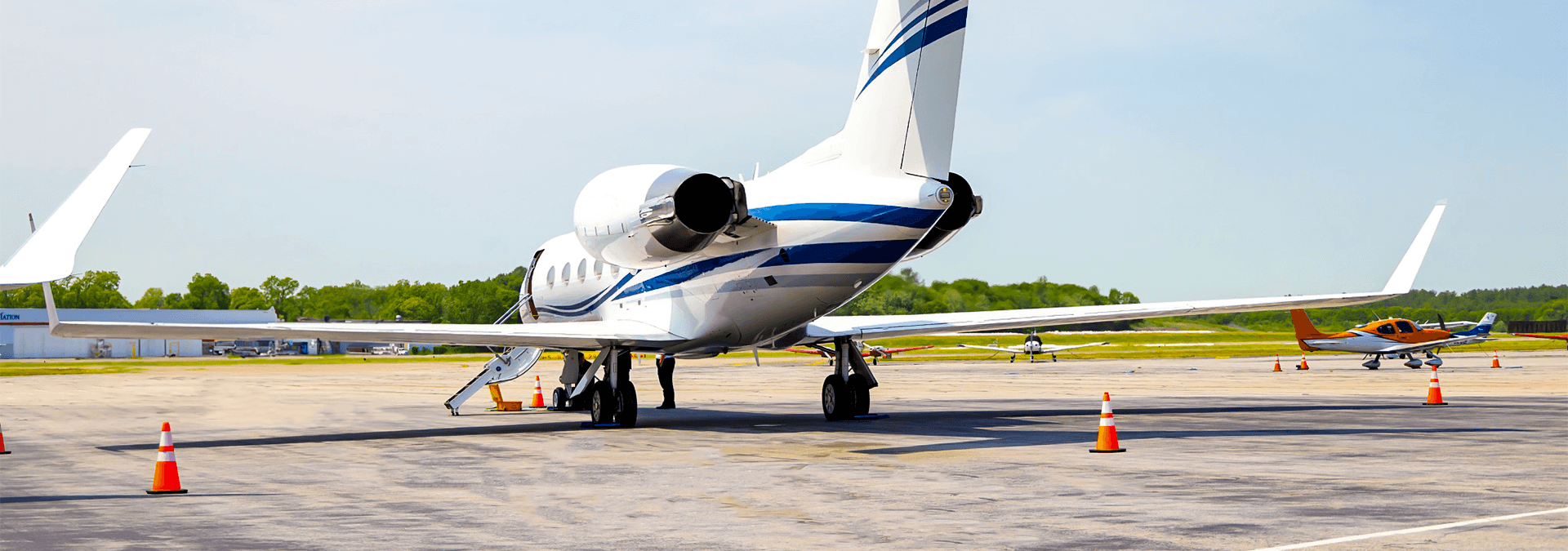 Small plane tail on runway