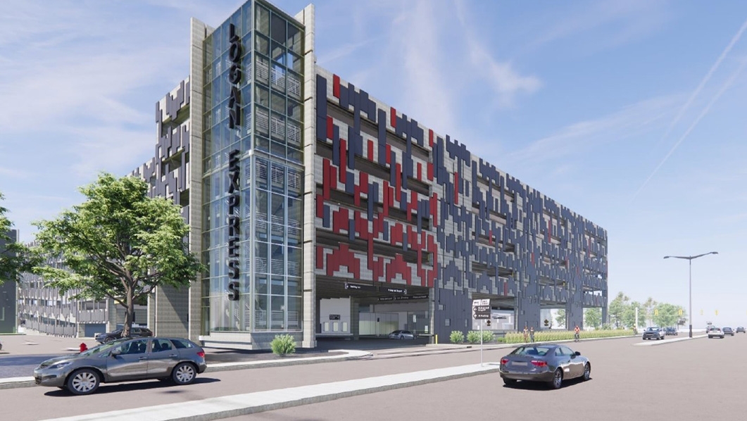Rendering of new Framingham Logan express garage