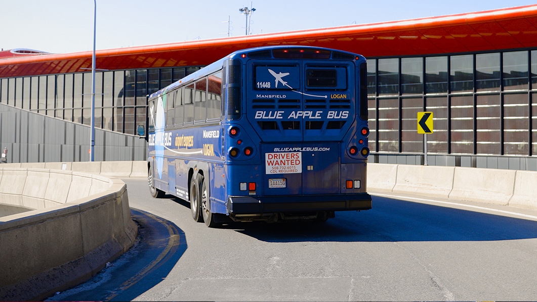 Private coach busses at Boston Logan