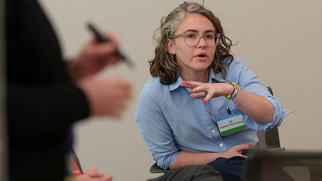 Jill talking to group about Massports climate initiative