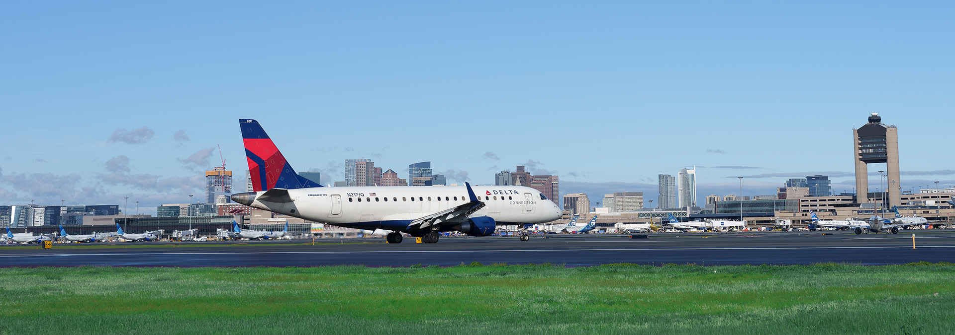 Plane at Logan during spring