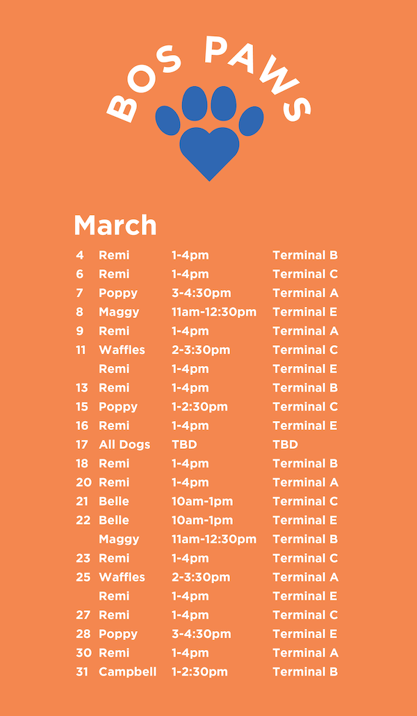 BOS Paws Schedule