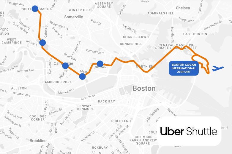 Cambridge Uber Shuttle Route Map