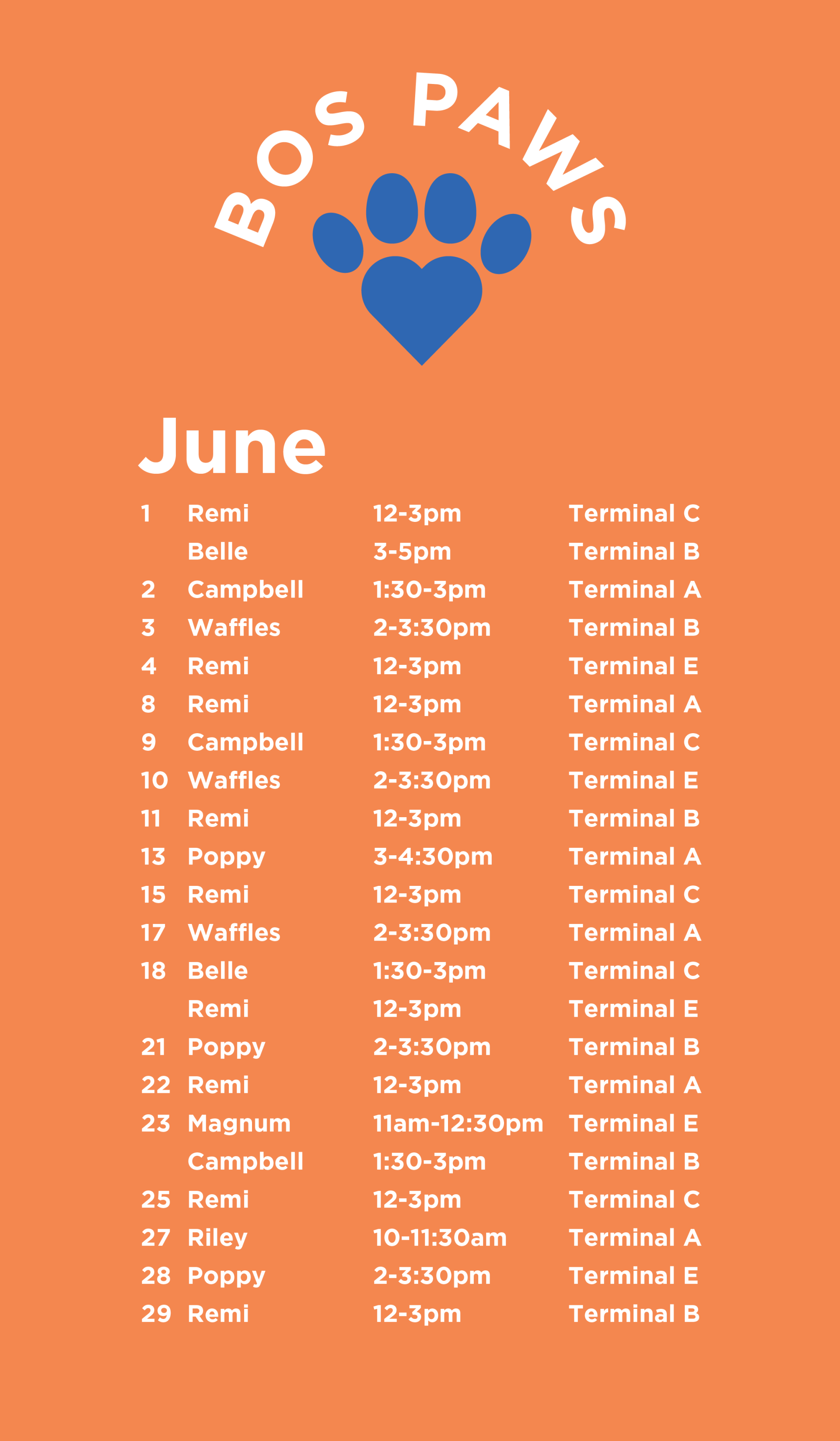 BOS Paws Schedule 