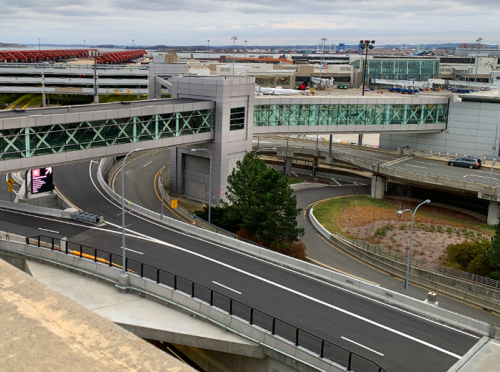 roadway construction at Boston Logan