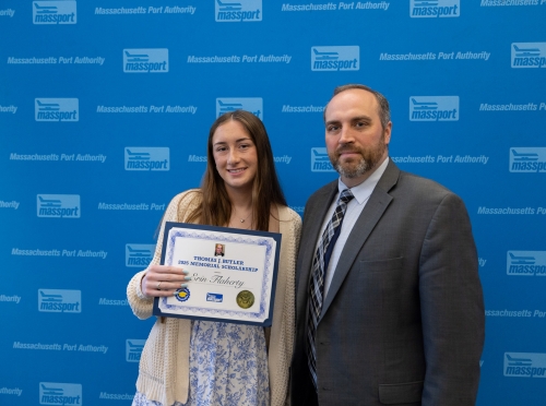 2025 Thomas J. Butler Memorial Scholarship recipient Erin Flaherty and Tommy’s son, Tommy Butler, Jr.