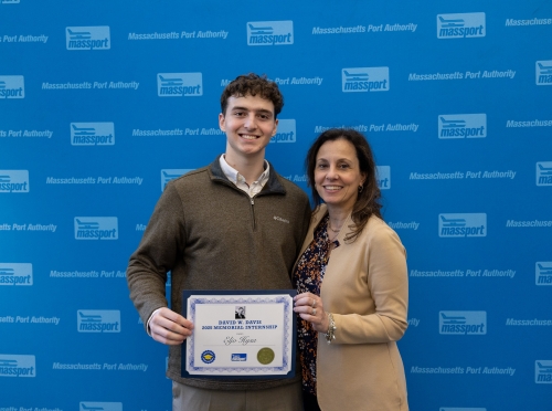 2025 David W. Davis Intern Eljo Hysa and Massport’s Chief Infrastructure Officer, Luciana Burdi