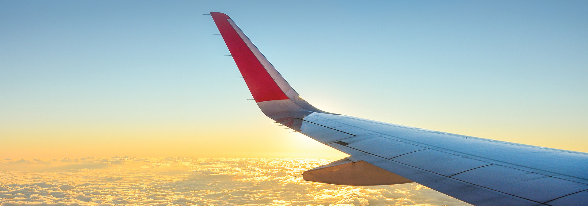 Plane flight view from wing