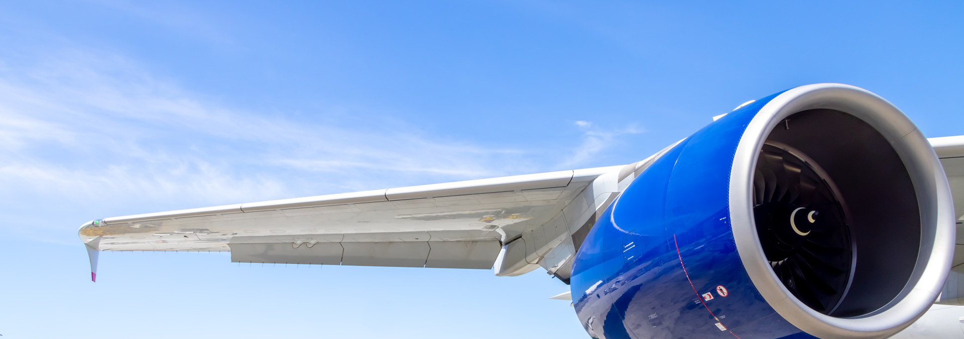 Close up of airplane engine at Boston Logan