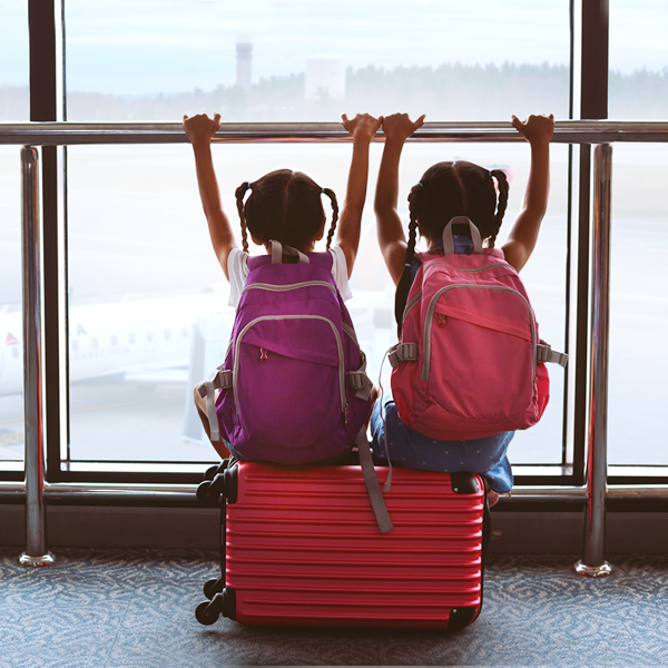 kids looking out the window