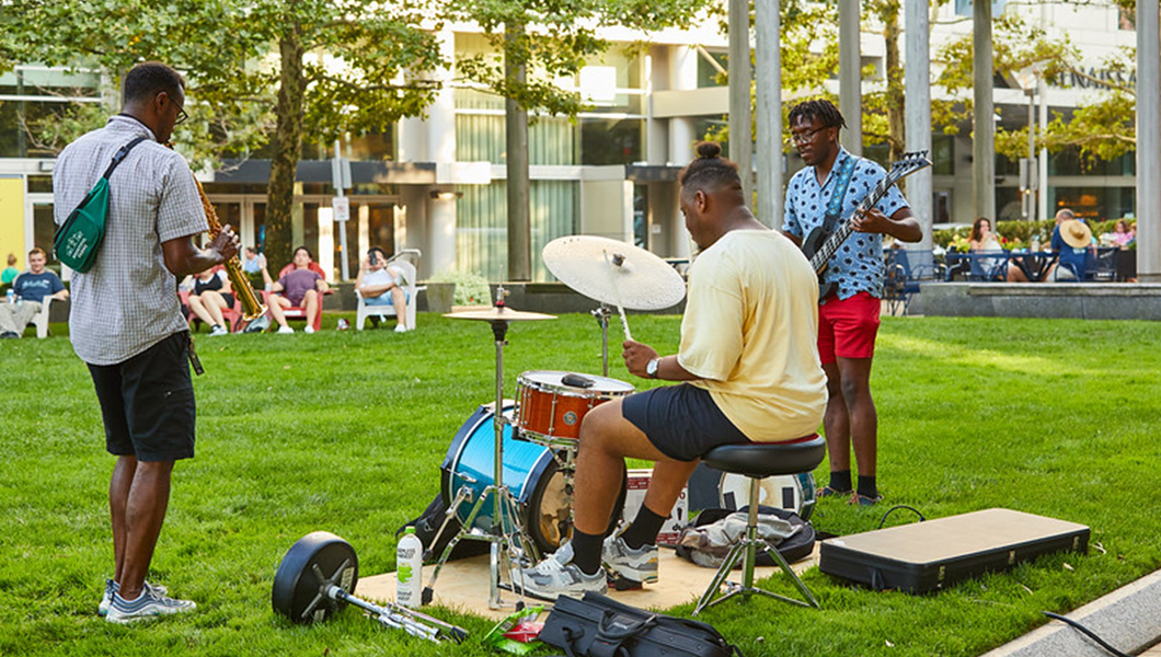 Playing at Maritime Park in the Seaport