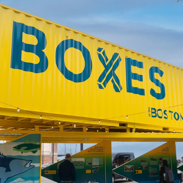 Boxes at the fish pier installation